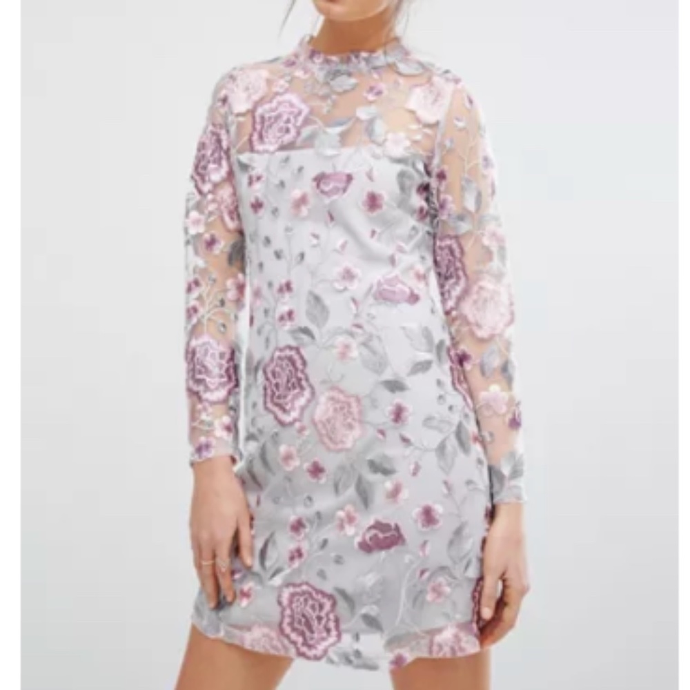 Floral Embroidered Mini Dress